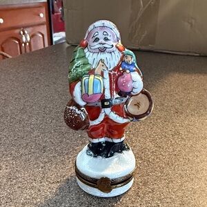 Limoges Festive Santa Claus Trinket Box